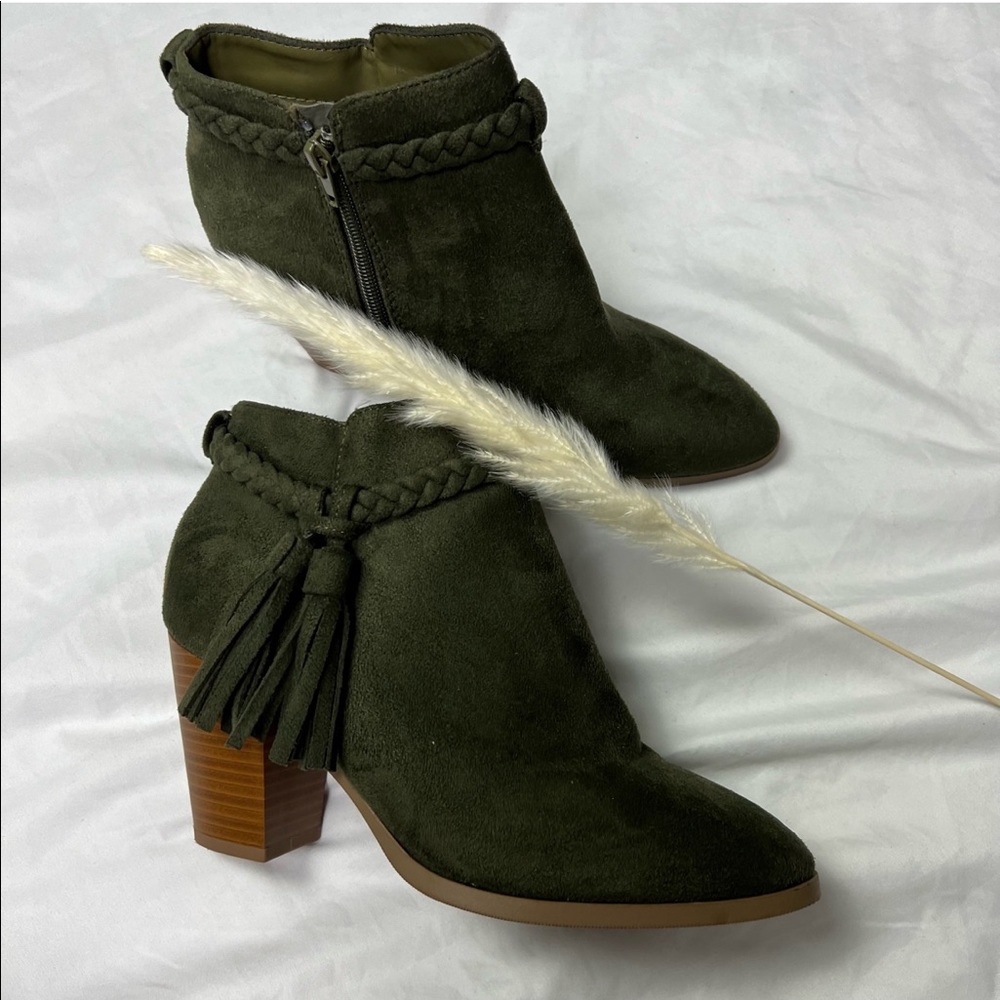 Olive Heeled Ankle Boots